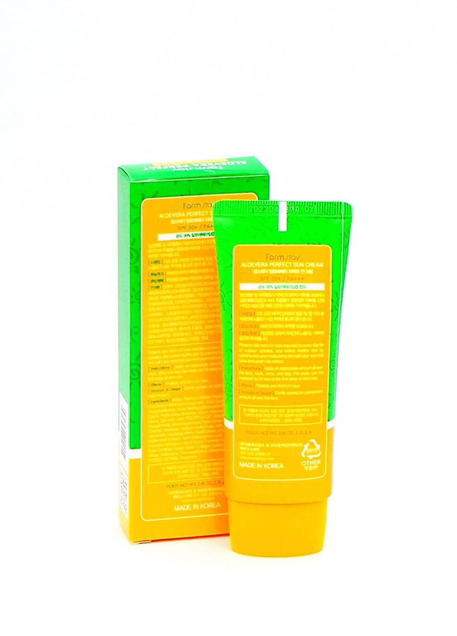 FARM STAY - Aloe Vera Perfect Sun Cream SPF 50 + / PA +++ - {70g}