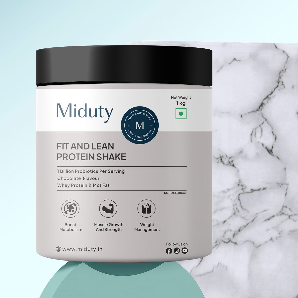 Miduty Fit & Lean Protein Shake | Whey Protein Powder 1 kg