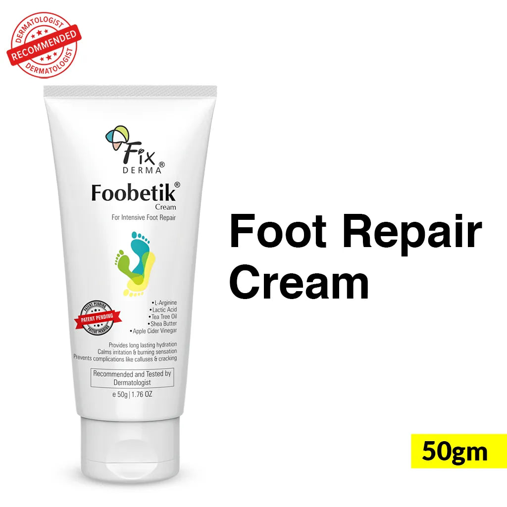 Fix Derma - Foobetik Foot Cream – Dry & Cracked Heels Cream  9% Lactic Acid, 1.5% Apple Cider Vinegar, 4% Tea Tree Oil (50g)