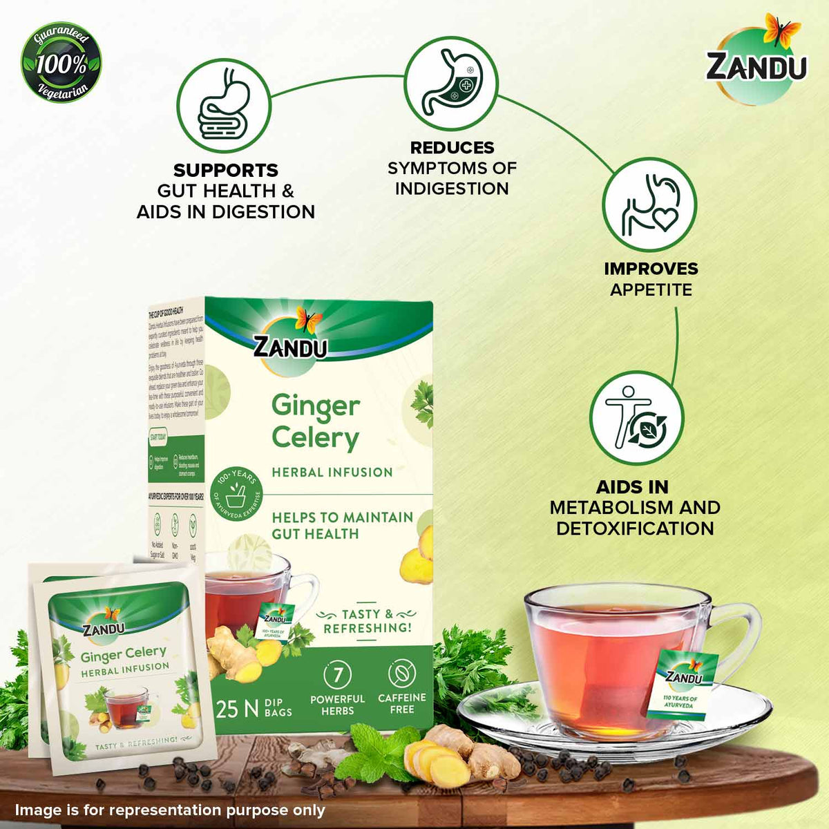 Zandu-O Zandu Ginger Celery Tea - Gut Health 25 Teabags X 2U