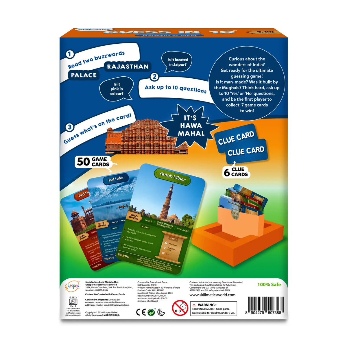 Skillmatics Guess in 10: Wonders of India | Trivia card game (ages 8+)