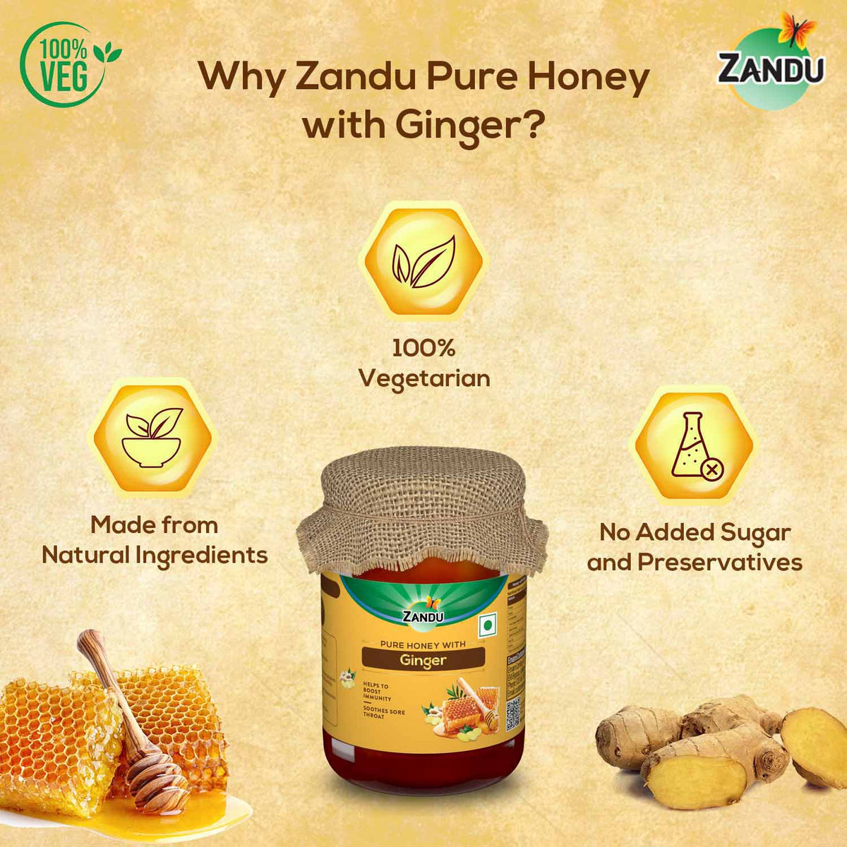 Zandu-O Zandu Ginger Honey 500g
