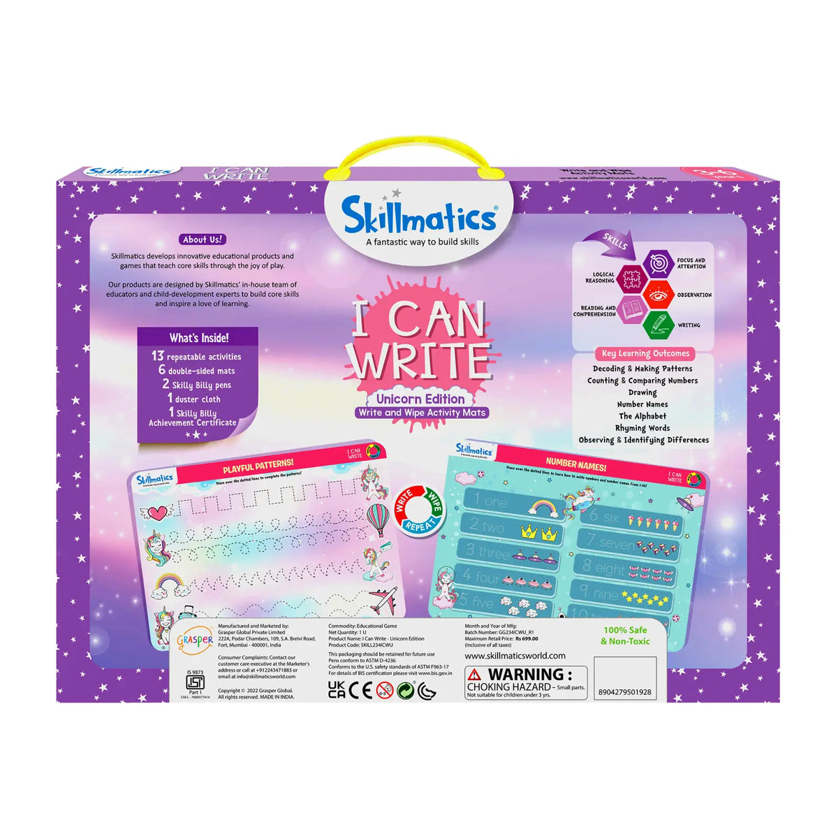 Skillmatics I Can Write Unicorn Edition | Reusable Activity Mats (ages 3-6)