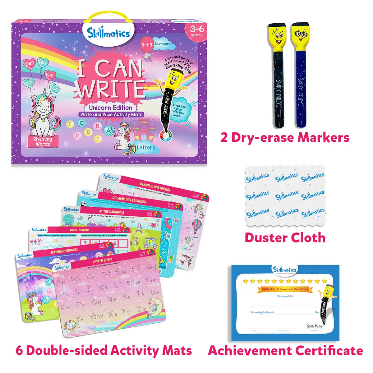 Skillmatics I Can Write Unicorn Edition | Reusable Activity Mats (ages 3-6)