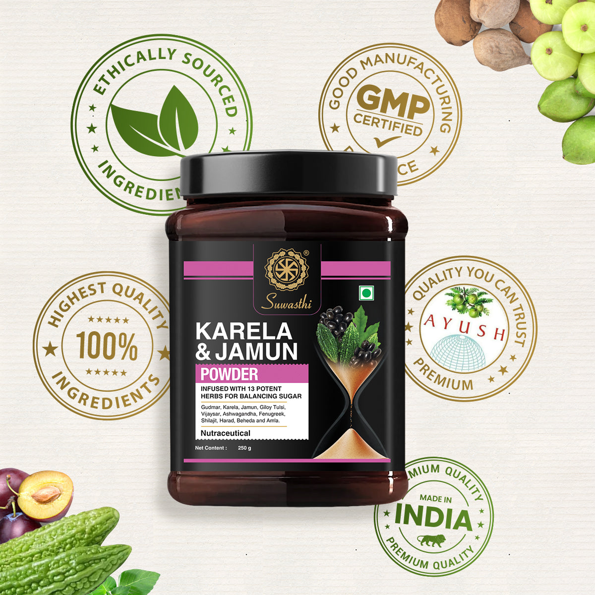 Suwasthi Karela Jamun Powder - Natural Blood Sugar Support