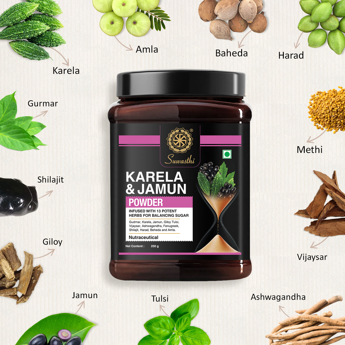 Suwasthi Karela Jamun Powder - Natural Blood Sugar Support