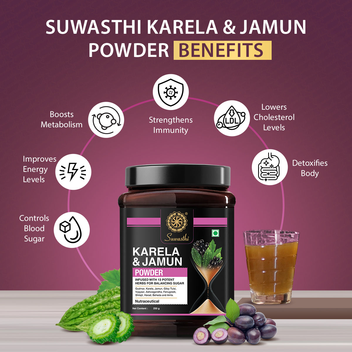 Suwasthi Karela Jamun Powder - Natural Blood Sugar Support