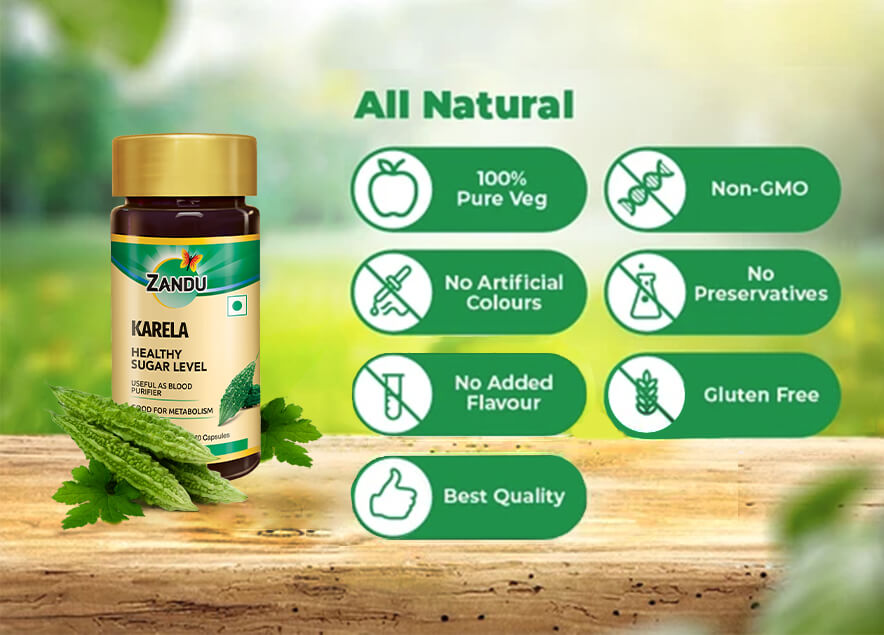 Zandu-O Karela Capsules for Blood Sugar Control & Blood Purification (60 Caps) 60 Caps