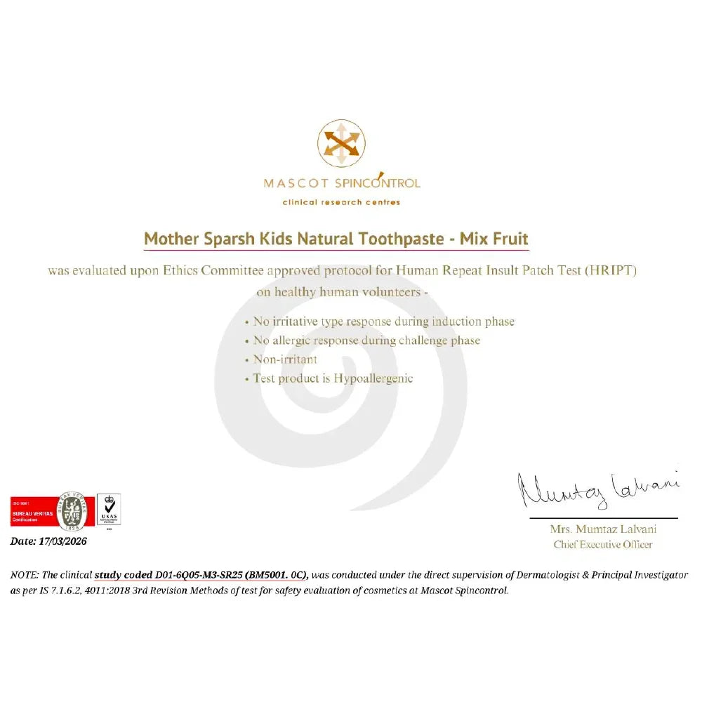 Mother Sparsh Kids Natural Mix Fruit Toothpaste