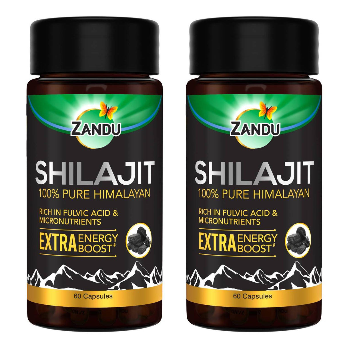 Zandu-O झंडु 100% शुद्ध हिमालय शिलाजीत कैप्सूल 60 कैप्सूल x 2U