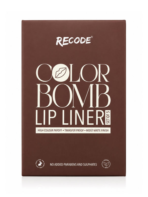 Recode 01 Brown Color Bomb Lip Liner Set of 5 ( 5 X 0.3 G)