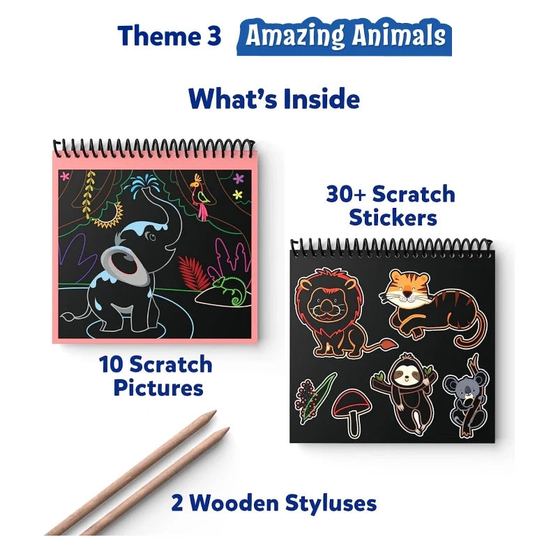 Skillmatics Travel Friendly Magical Scratch Art Book: Mega Combo (ages 3-8)