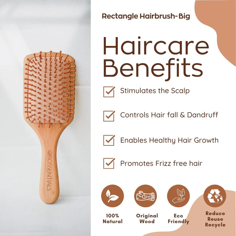 OROSSENTIALS Natural Wooden Hair Brush - Brown