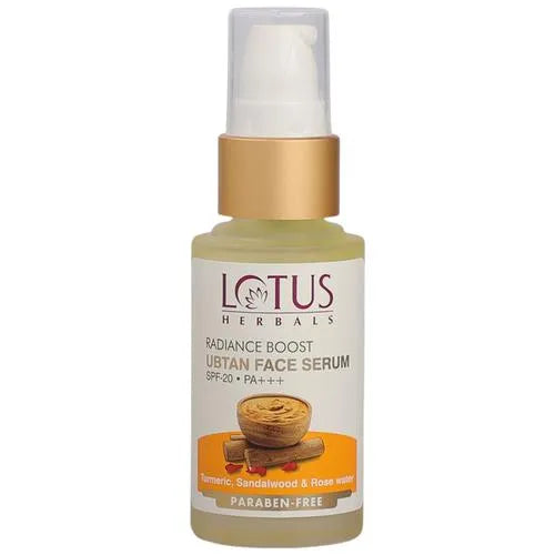 Lotus Herbals - Radiance Boost Ubtan Face Serum - SPF 20, PA+++, Paraben Free, (30 ml)