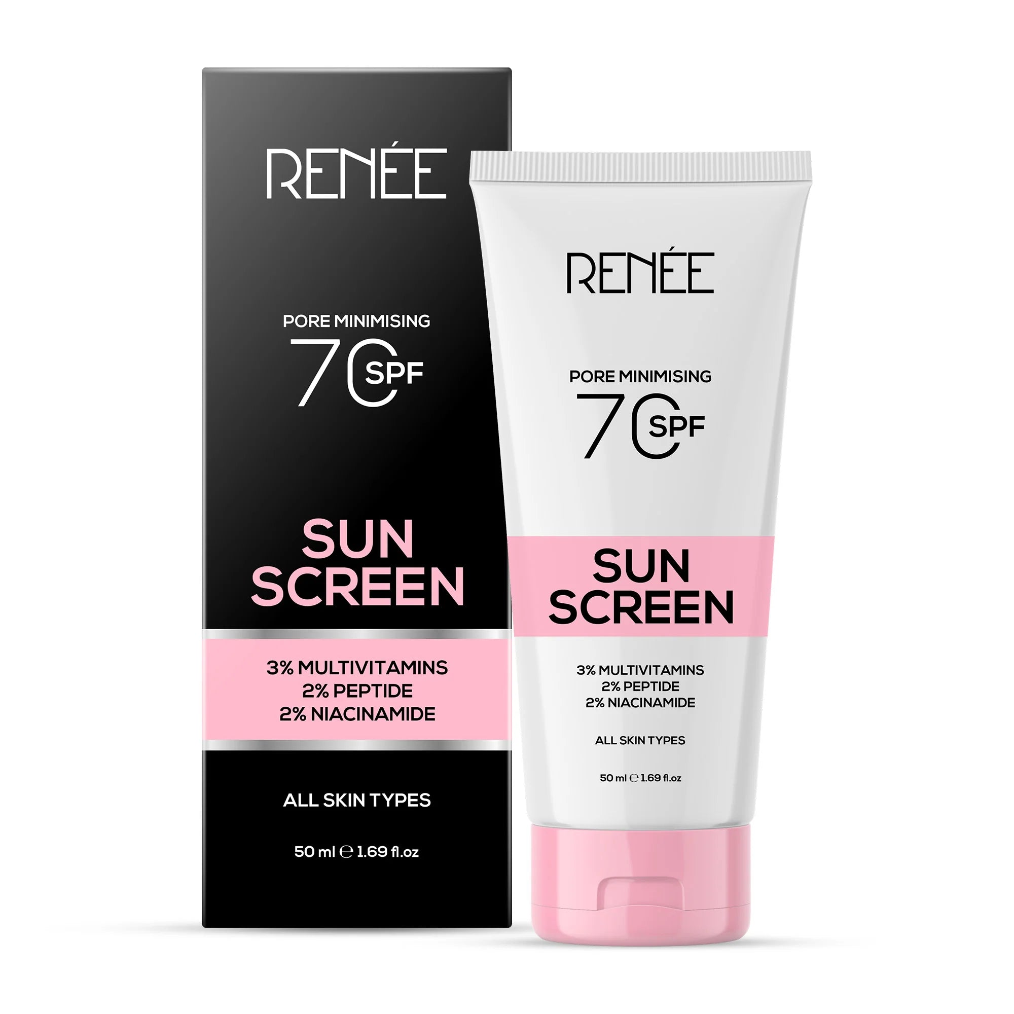 Renee - Pore Minimising Sunscreen SPF 70 with 3% multivitamins, 2% Peptides and 2% Niacinamide