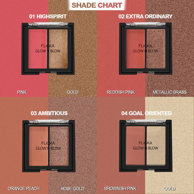 Flicka GLOW N BLOW - Blusher & Highlighter 01 High Spirit