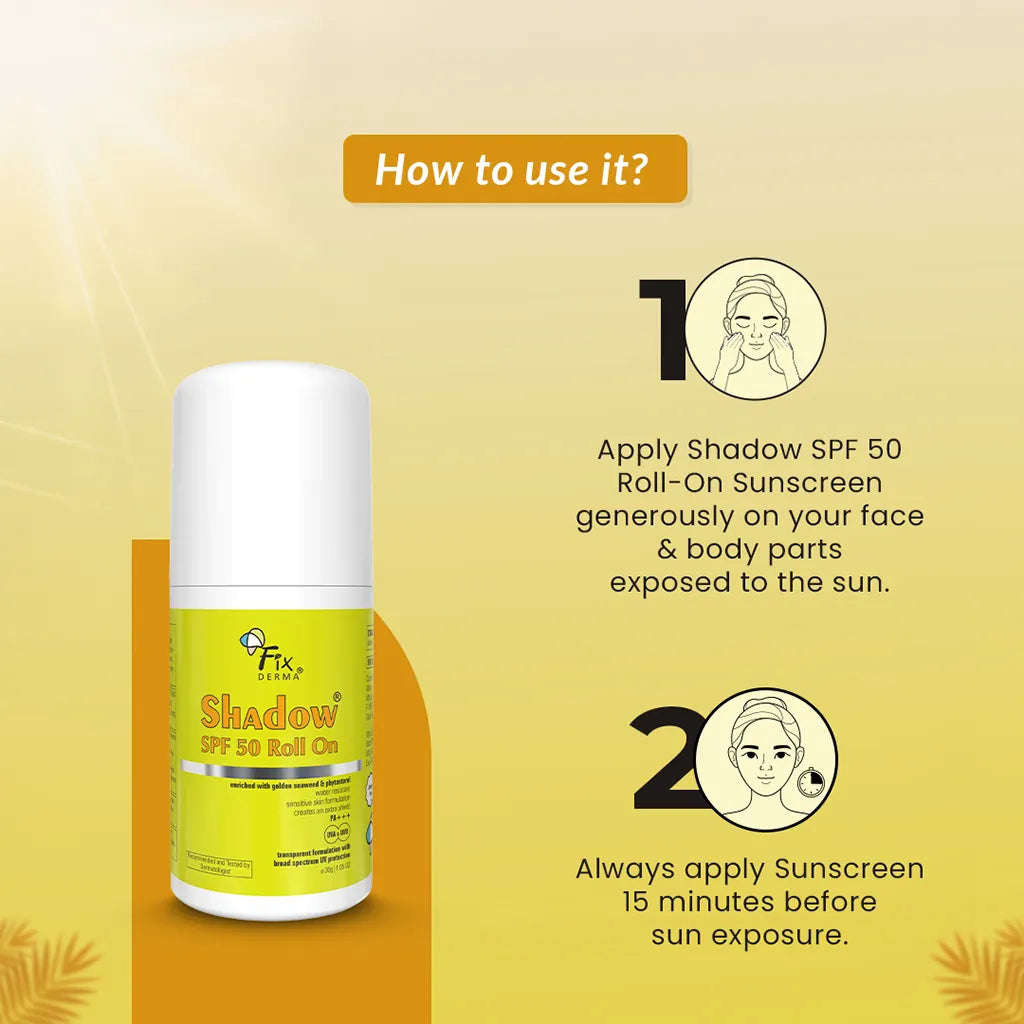 Fix Derma - Roll On Sunscreen For Face SPF 50 All Skin Types (30g)