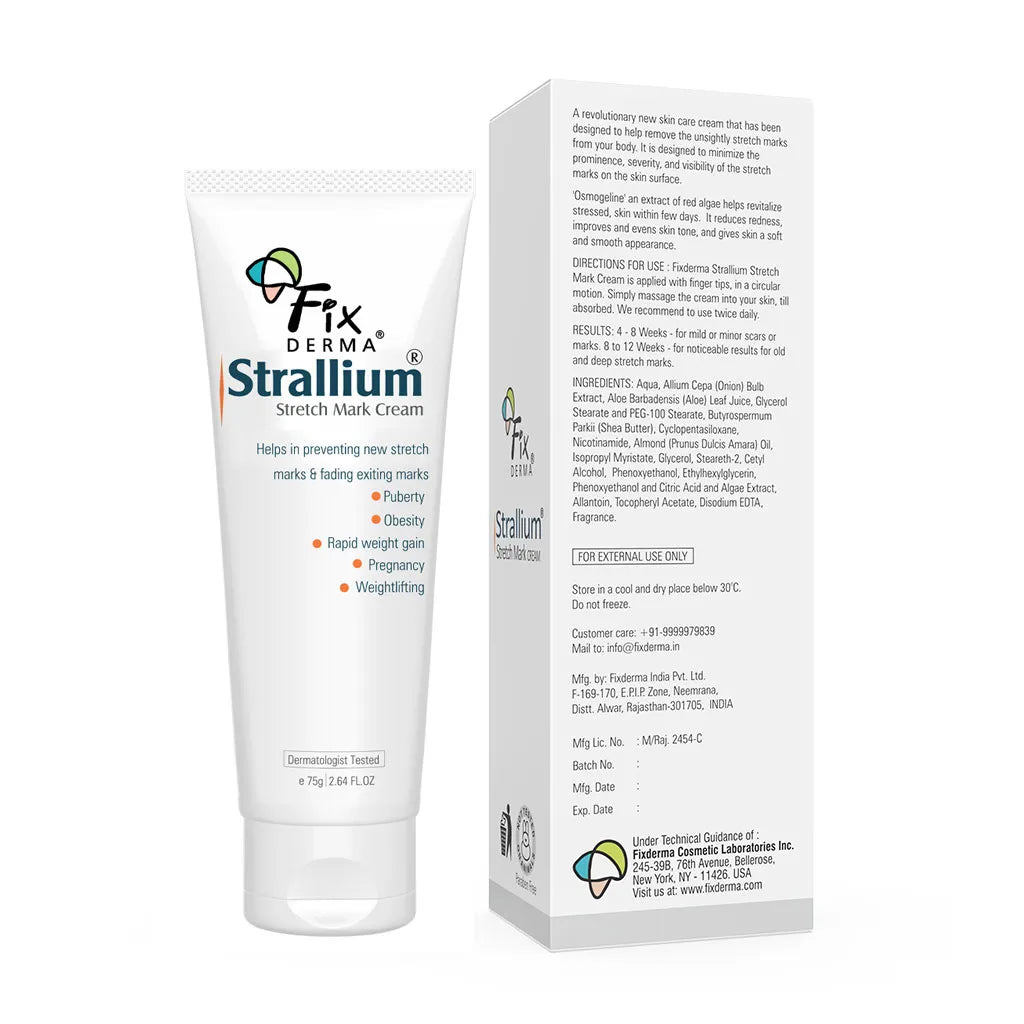 Fix Derma -10% Aloe Vera, 2% Vitamin B3, 10% Allium Cepa, Strallium Stretch Marks Cream (75g)