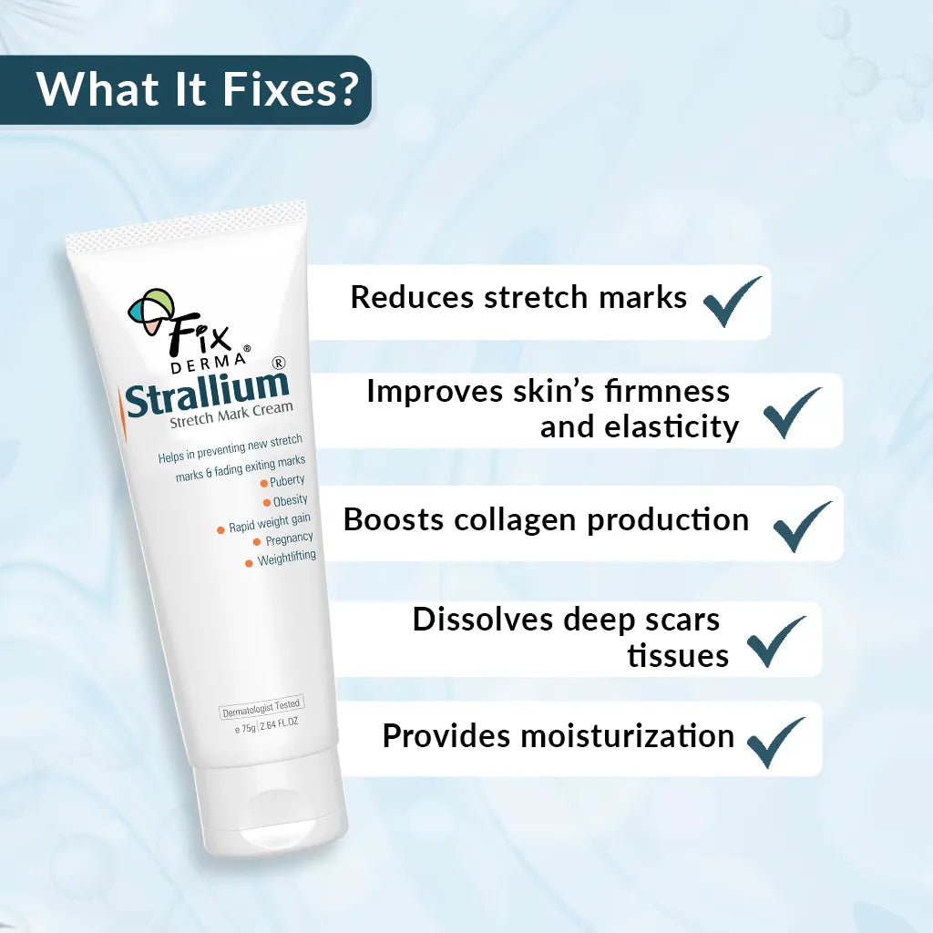 Fix Derma -10% Aloe Vera, 2% Vitamin B3, 10% Allium Cepa, Strallium Stretch Marks Cream (75g)