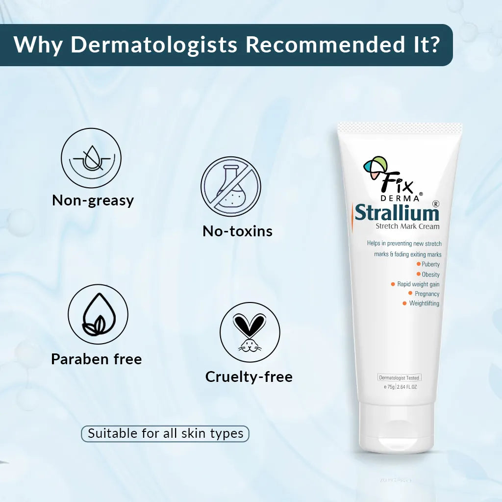 Fix Derma -10% Aloe Vera, 2% Vitamin B3, 10% Allium Cepa, Strallium Stretch Marks Cream (75g)
