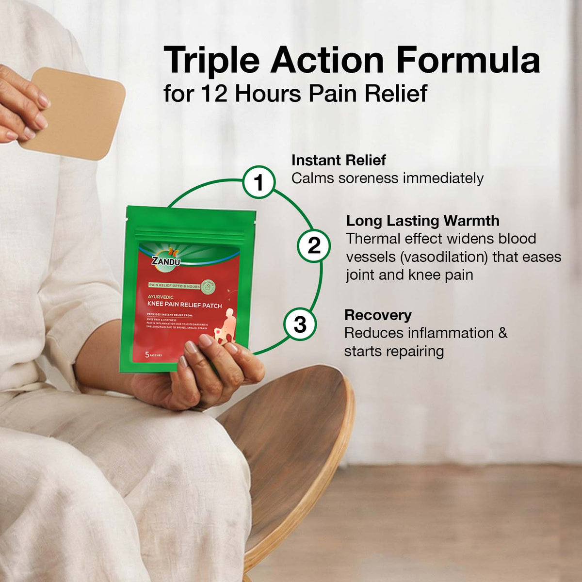 Zandu-O Zandu Knee Pain Relief Patch 5 Patches X 2U