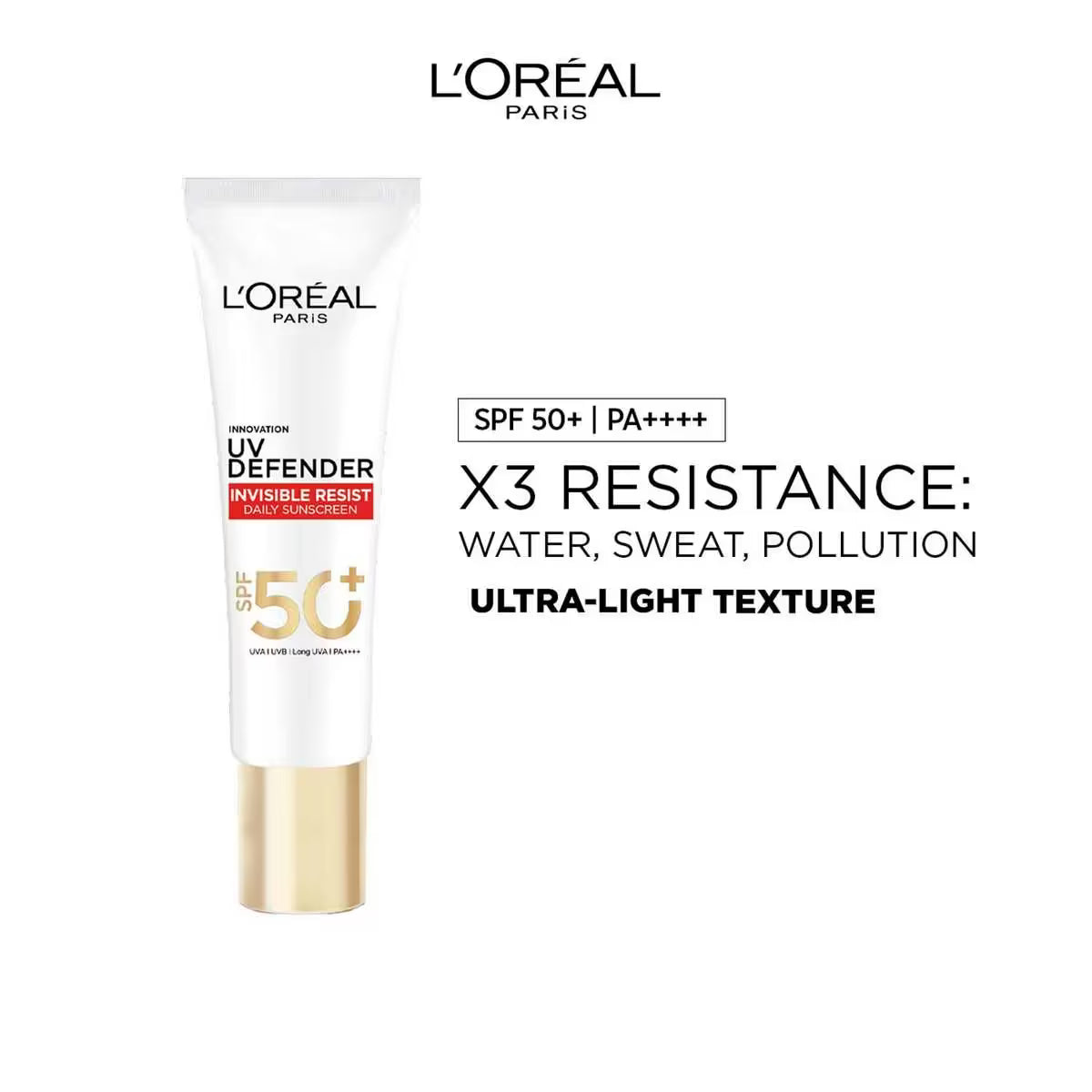 Loreal Paris - UV Defender Invisible Resist Daily Sunscreen SPF50+ PA++++ Lightweight, (30 ml)