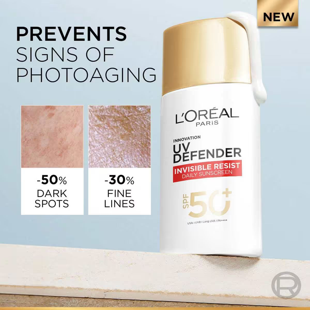 Loreal Paris - UV Defender Invisible Resist Daily Sunscreen SPF50+ PA++++ Lightweight (50ml)