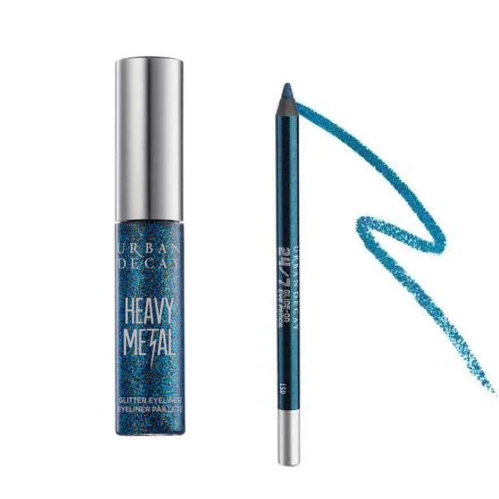 Urban - HEAVY METAL GLITTER EYELINER (SHADE-SPANDEX) WITH 24/7 GLIDE-ON EYE PENCIL (SHADE-LSD) - COMBO