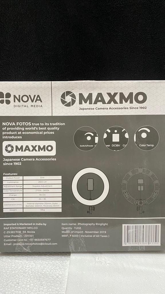 Nova - Maxmo 55 Watt Ringlight Remote Control Access With Stand (Shipping Extra – 500/-Rupees)