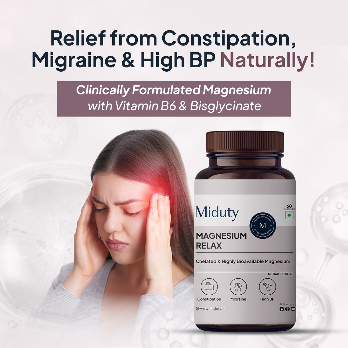 Miduty Magnesium Relax | Magnesium Bisglycinate & Vitamin B6