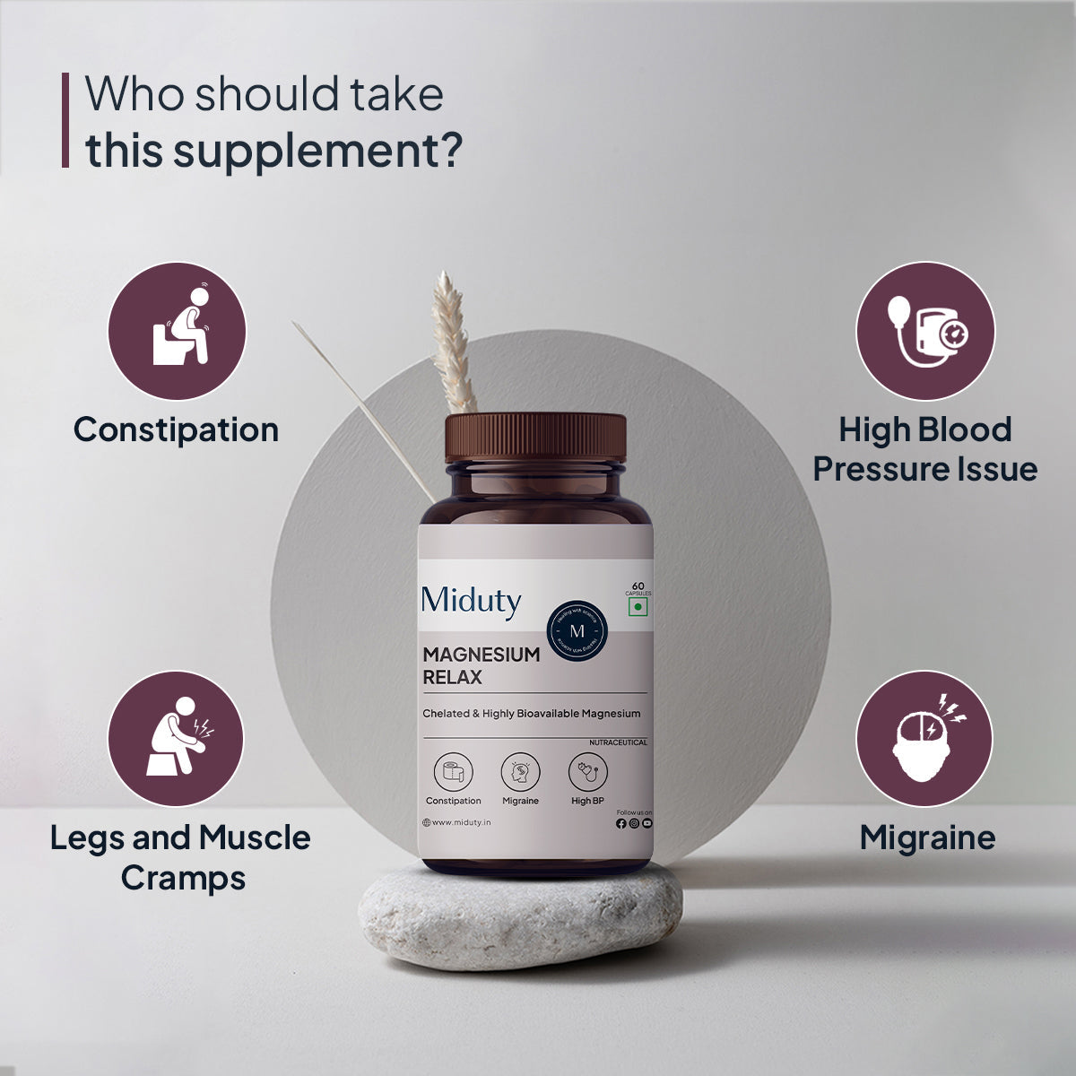 Miduty Magnesium Relax | Magnesium Bisglycinate & Vitamin B6