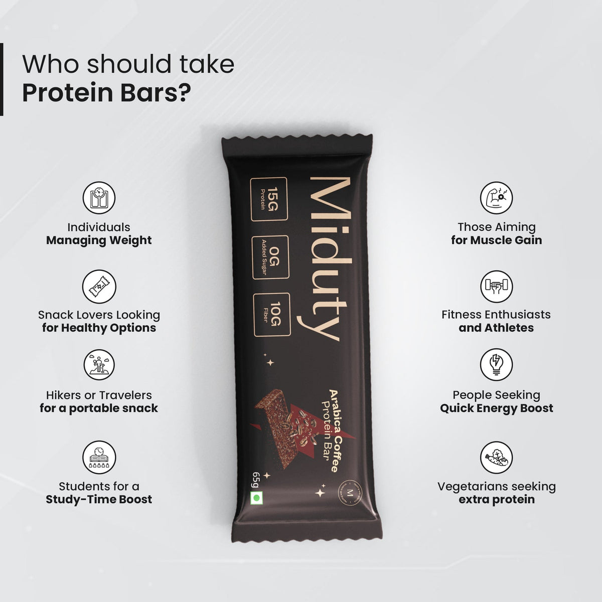 Miduty Protein Bars - Pack of 3 Cranberry 1, Coffee 1, Chocolate 1