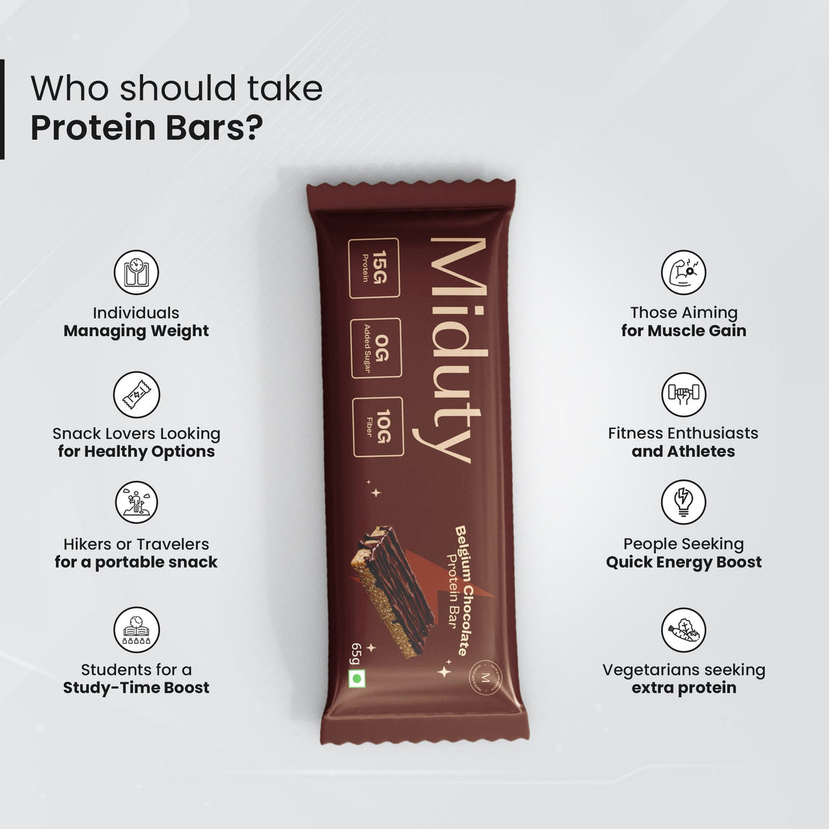 Miduty Protein Bars - Pack of 3 Cranberry 1, Coffee 1, Chocolate 1