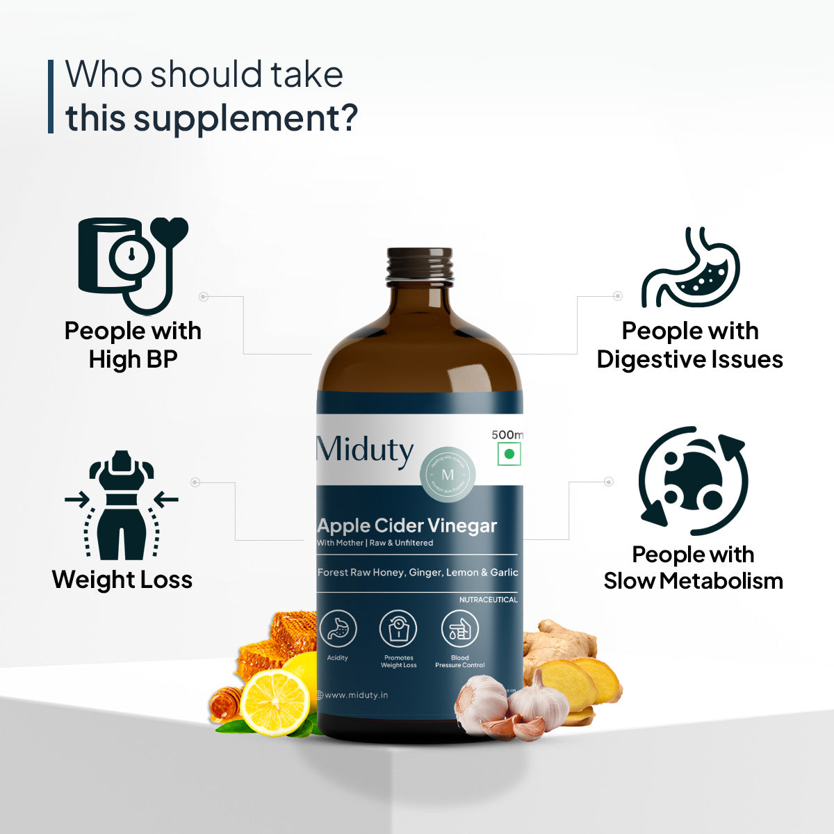 Miduty Apple Cider Vinegar With Mother