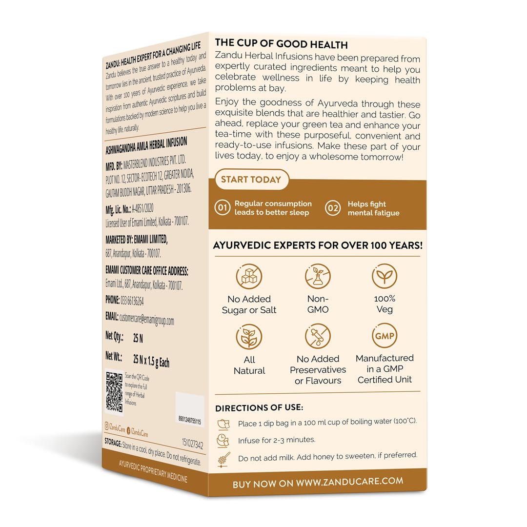Zandu-O Caffeine-free Bedtime Tea - Ashwagandha Amla 25 Teabags X 2U
