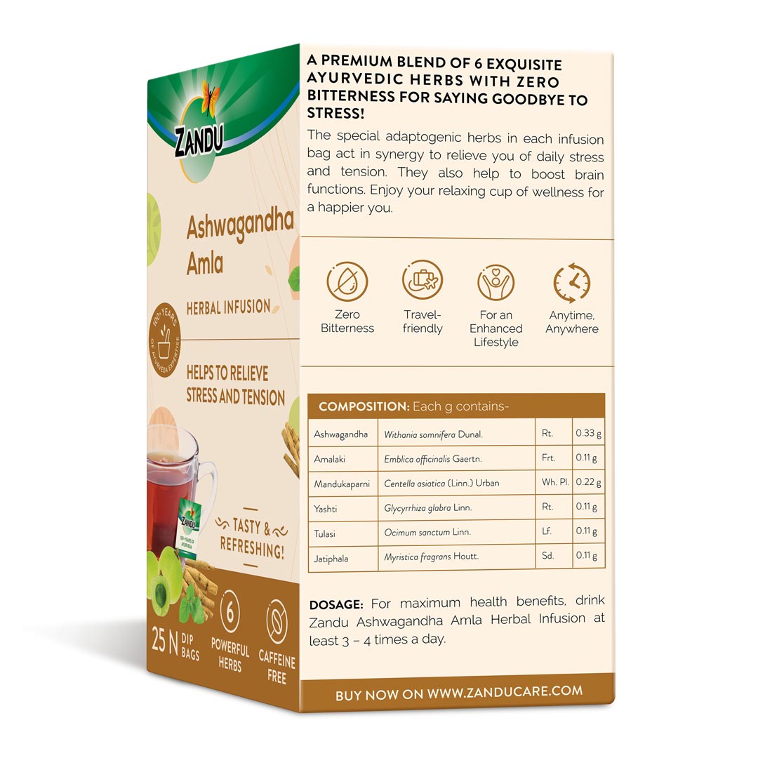 Zandu-O Caffeine-free Bedtime Tea - Ashwagandha Amla 25 Teabags X 2U