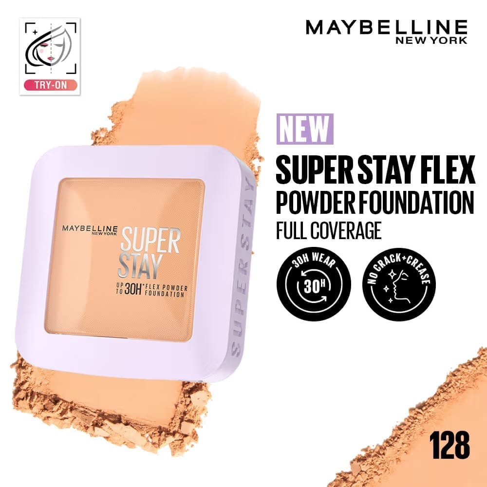 Maybelline New York - Super Stay Flex Powder Foundation Compact-30H Full Cover-for Oily Skin (9g)
