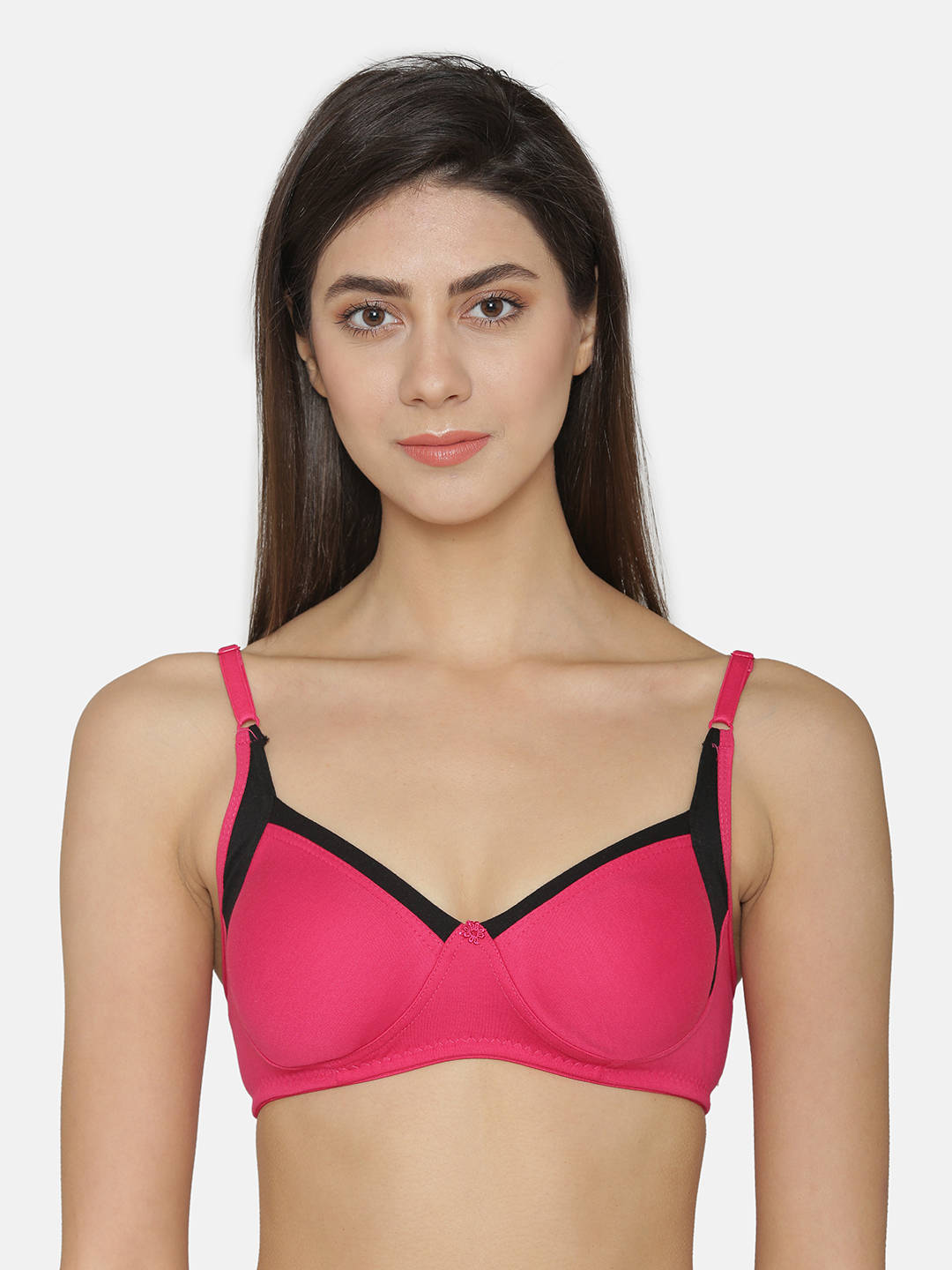 Abelino Pink Non-Wired Non Padded full coverage Bra - Pink (28B) · 28B