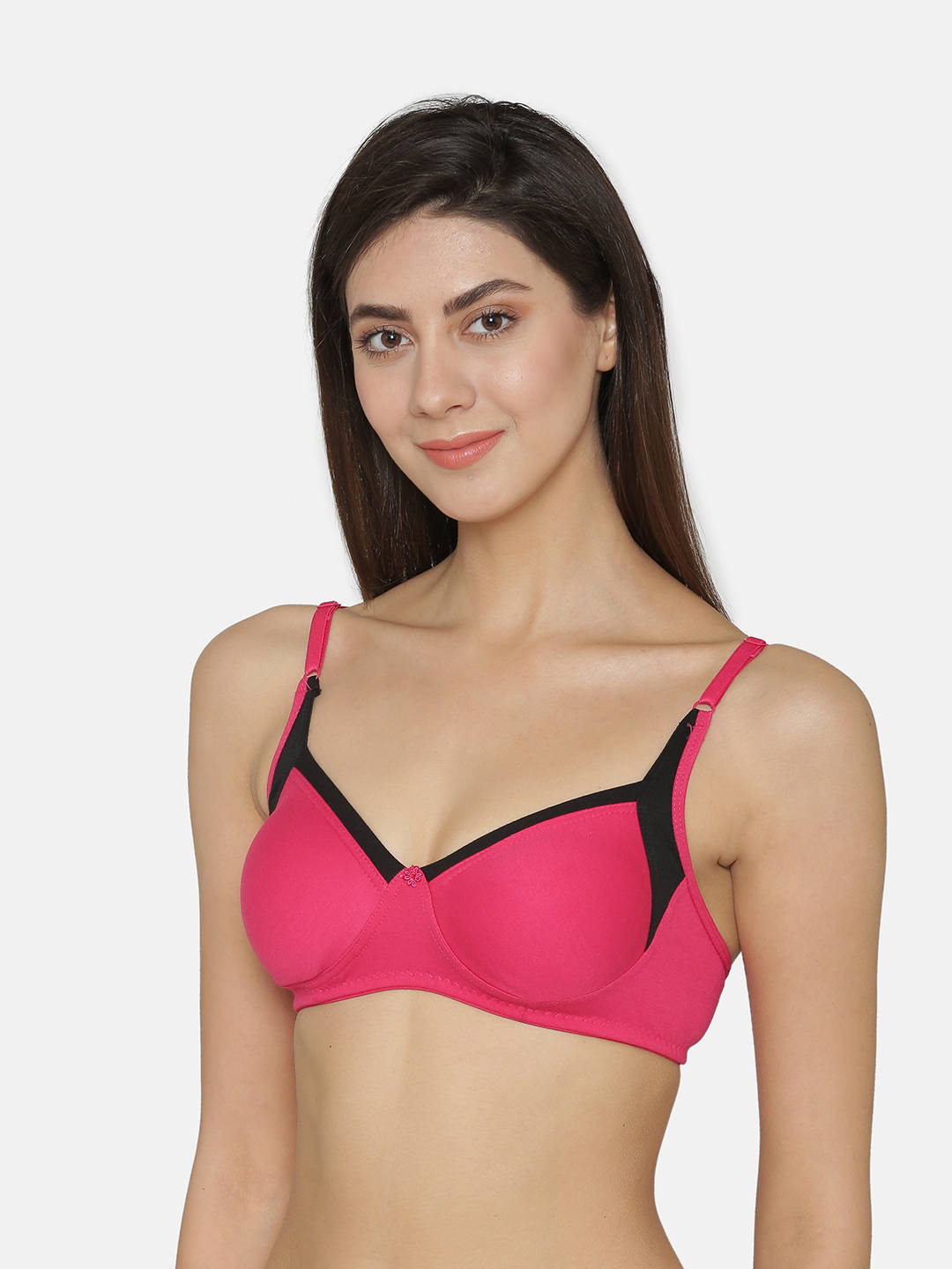 Abelino Pink Non-Wired Non Padded full coverage Bra - Pink (28B) · 28B