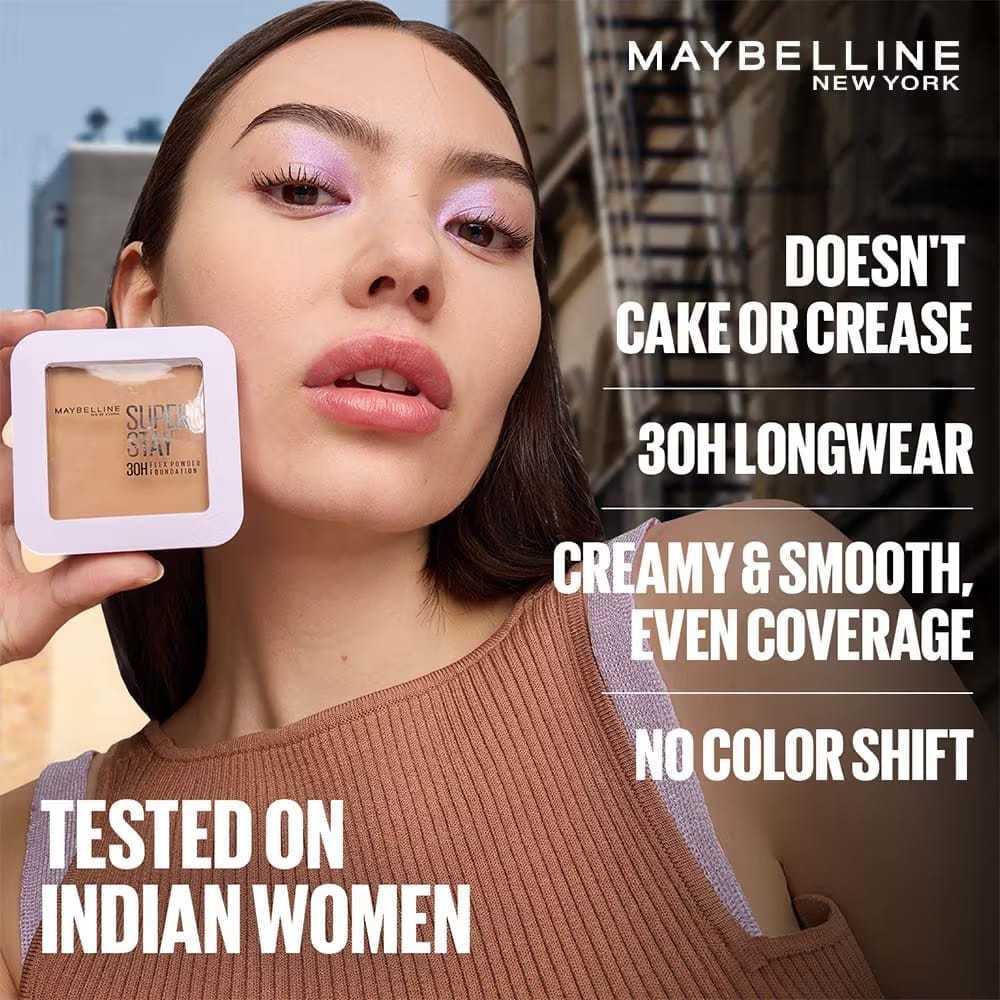 Maybelline New York - Super Stay Flex Powder Foundation Compact-30H Full Cover-for Oily Skin (9g)