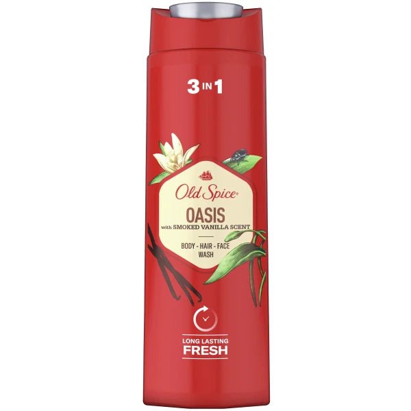 Old Spice - Oasis With Smoked Vanilla Scent 3 In 1 Body , Hair , Face Wash (400ML)