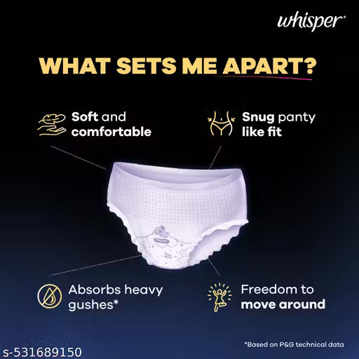 Whisper - Super Absorbent Period Panty 360 Degree Leakage Protection L - XL (100 - 140 CM) [12 Panties]