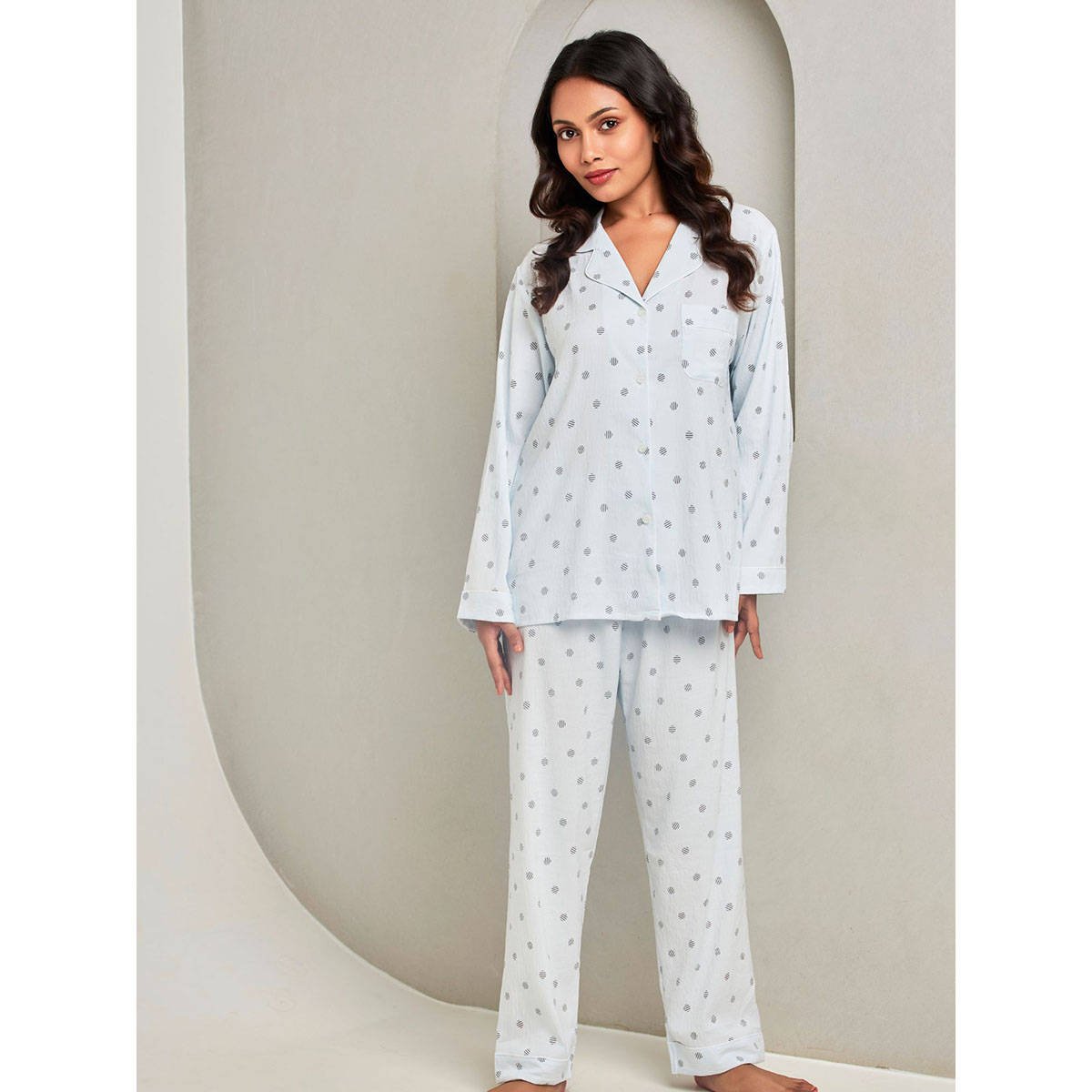 Addery Blue Comfortable Cotton Shirt & Pant (Set of 2) (M) · M