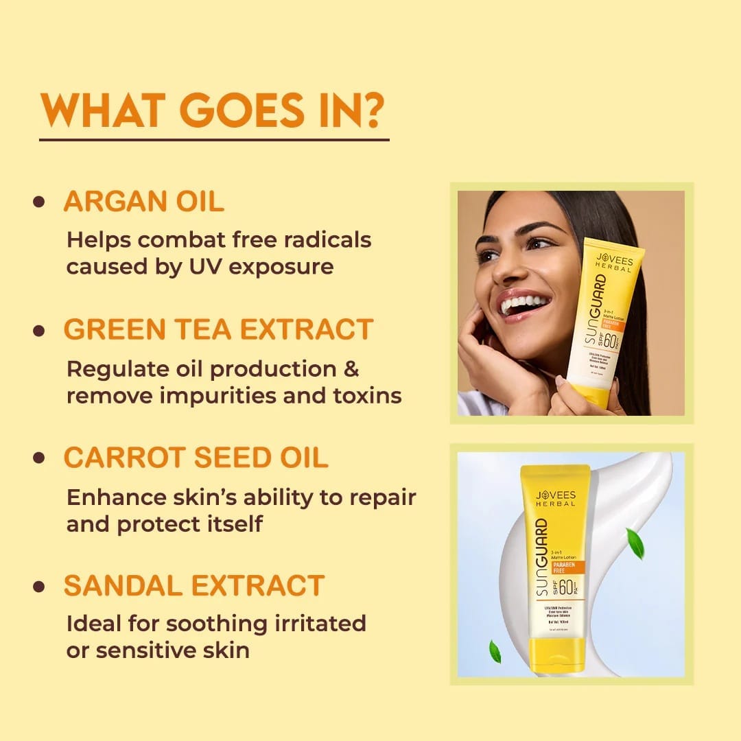 Jovees - Sun Guard 3 In 1 Matte Lotion SPF 60 PA +++ (100ML)