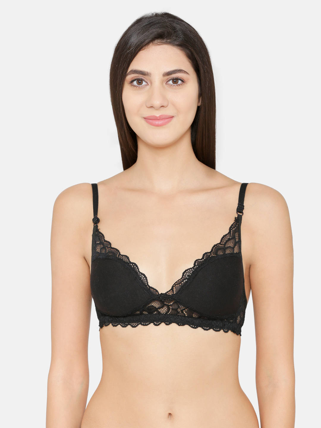 Abelino Black Non-Wired Non Padded half coverage Lace Bra - Black (34B) · 34B