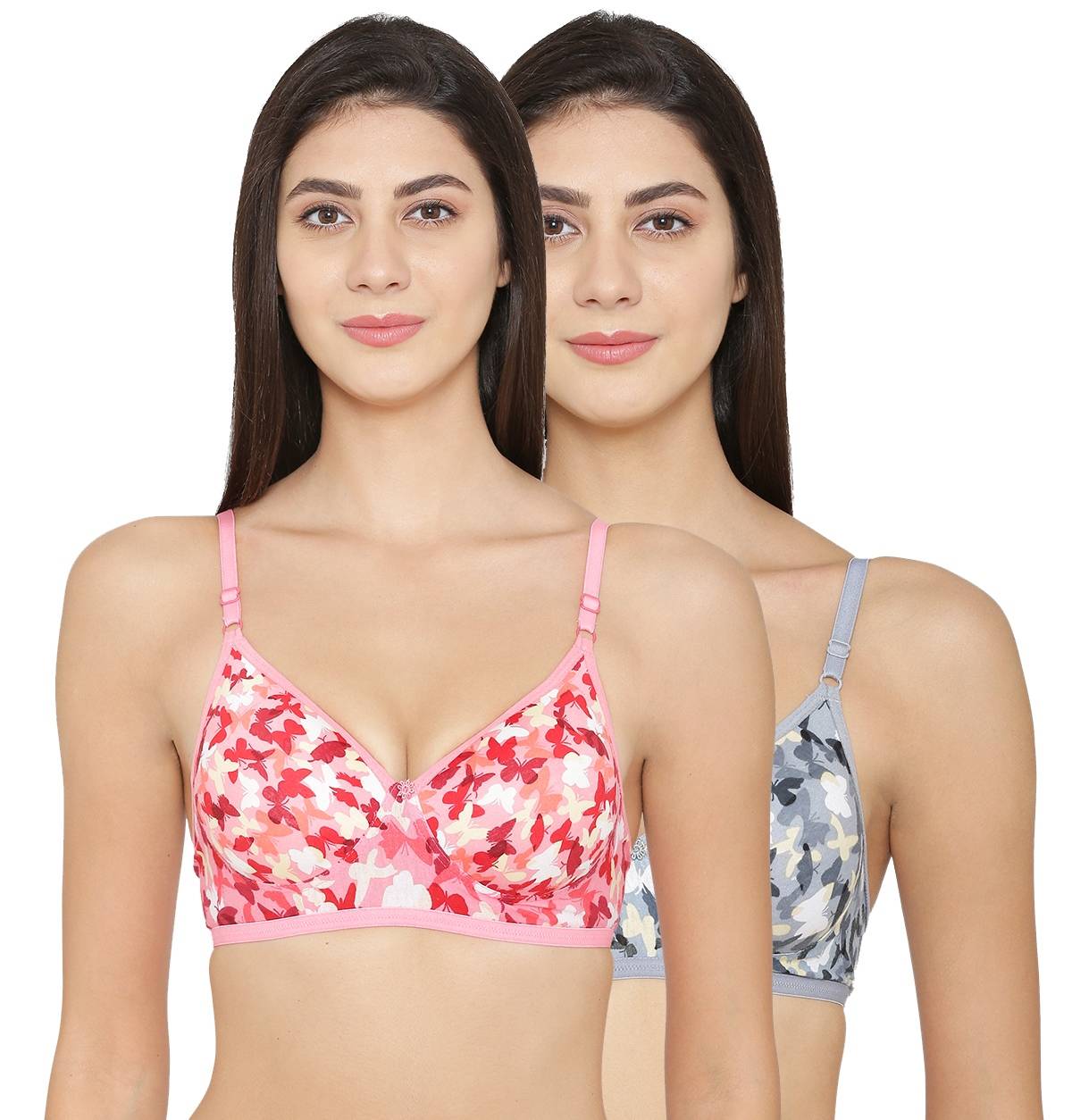 Abelino Set of 2 Printed Lightly Padded Push-Up Bra - Multi-Color (32B) · 32B