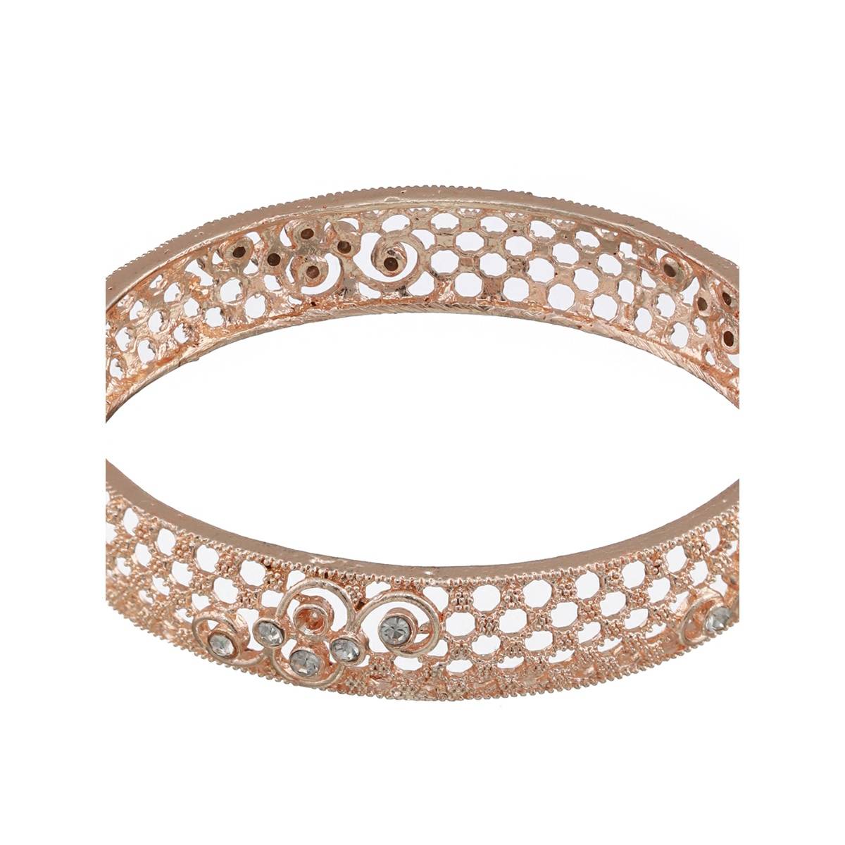 Aatmana Set of 2 Rose Gold Plated Cubic Zirconia Studded Bangle