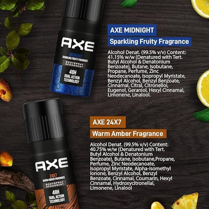 Axe - Body Spray Deodrant (Midnight & 24 X 7) (300ML)