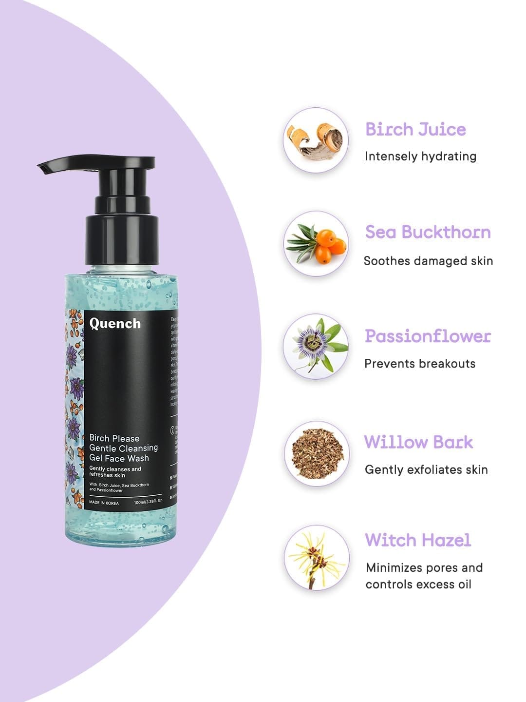 Quench - Gentle Cleansing Gel Face Wash With Birch Juice Enzymes (110ML)