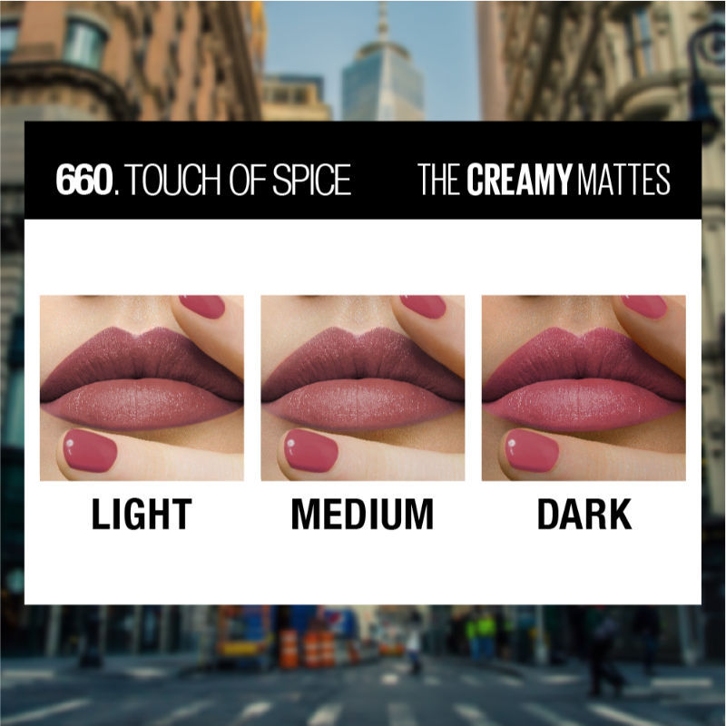 Maybelline New York Color Sensational Creamy Matte Lipstick, Lasts Up To 12H - 660 Touch Of Spice